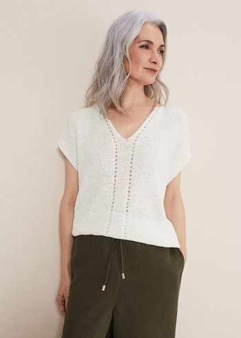 Phase Eight Alana Textured Knitwear White Canada | OAEFIW-580